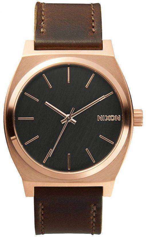 Nixon Time Teller Rose Gold Brown Leather A045-2001-00 Mens Watch