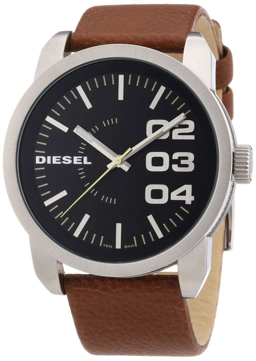 Diesel Black Dial Tan Leather DZ1513 Men's Watch - CityWatches.co.uk