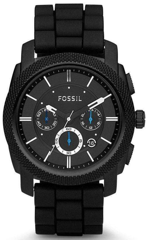 Fossil Machine Chronograph Black Silicone Strap FS4487 Mens Watch
