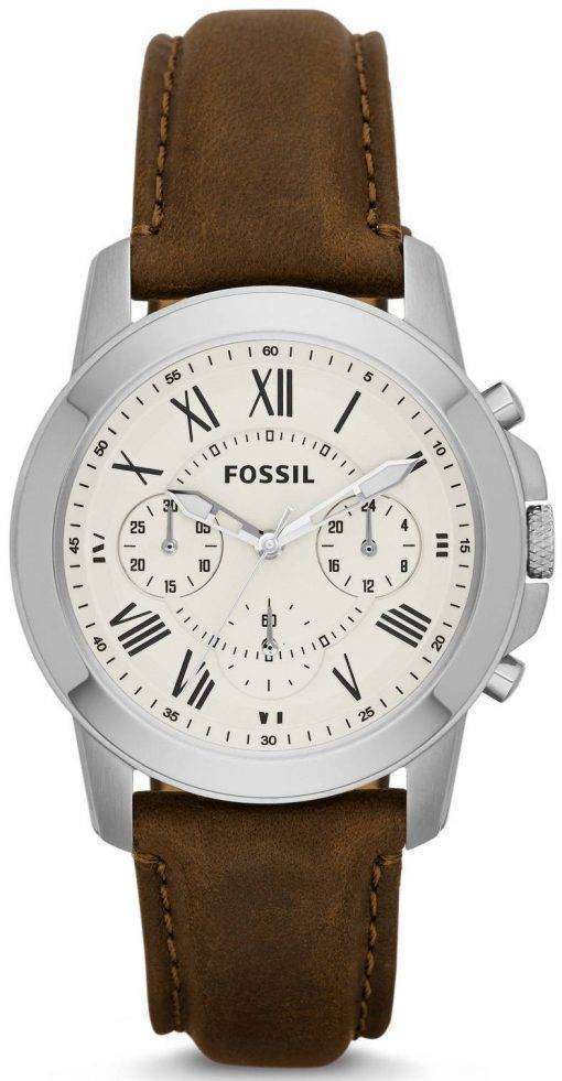 Fossil Grant Chronograph Brown Leather Strap FS4839 Mens Watch