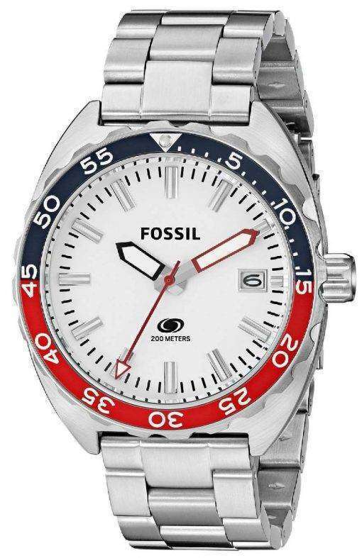 Fossil Quartz Breaker White Dial Stainless Steel FS5049 Mens Watch