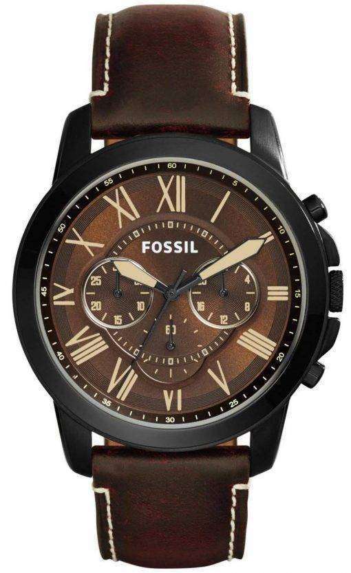 Fossil Grant Chronograph Brown Dial Brown Leather FS5088 Mens Watch