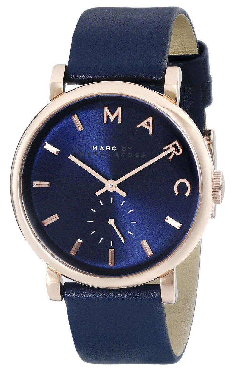 Marc By Marc Jacobs Baker Navy Dial Navy Leather MBM1329 Women's Watch ...