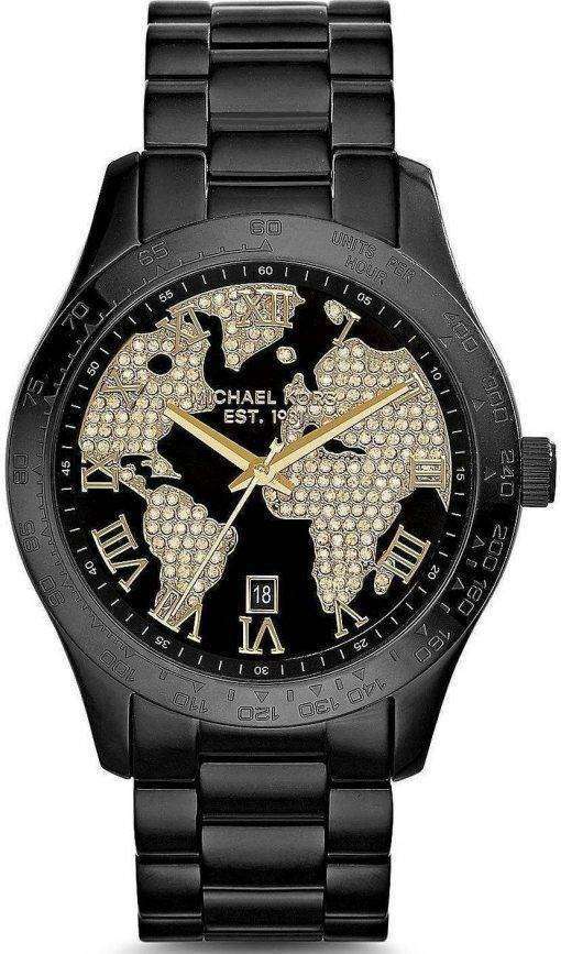 Michael Kors Layton Crystals Black IP MK6091 Womens Watch