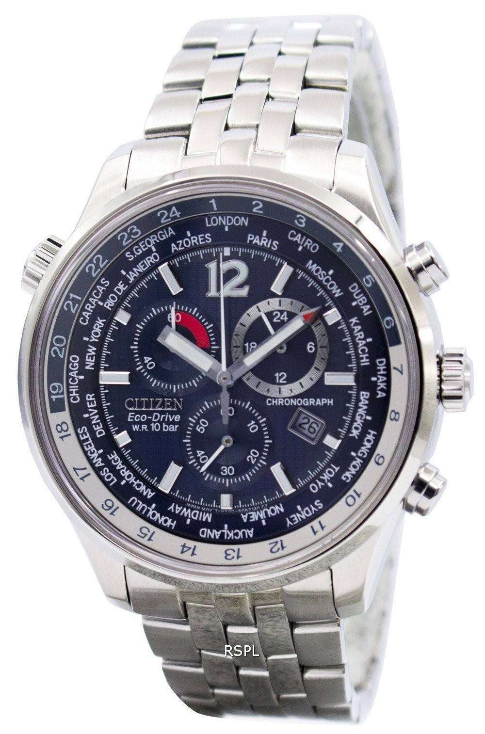 Citizen Eco Drive Chronograph World Time AT0360-50L AT0360 Men's Watch ...