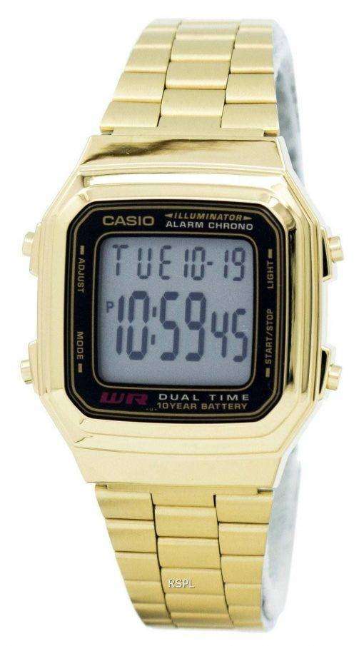Casio Digital Stainless Steel Alarm Chrono Dual Time A178WGA-1ADF A178WGA-1A Mens Watch