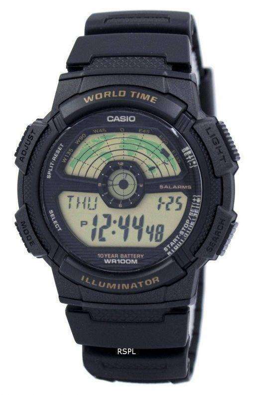 Casio Youth Illuminator World Time World Map AE-1100W-1BV AE1100W-1BV Men's Watch