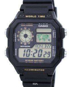 Casio Youth Series Digital World Time AE-1200WH-1BVDF AE-1200WH-1BV Mens Watch
