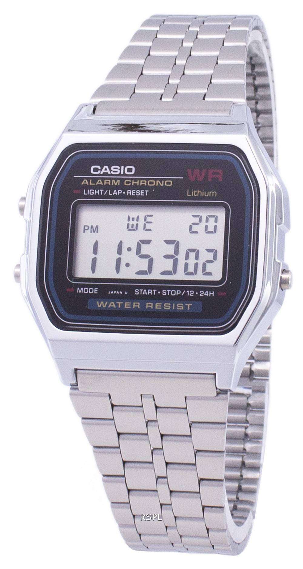 Casio Digital Alarm Chrono Stainless Steel A159wa N1df A159wa N1 Men S Watch Citywatches Co Uk