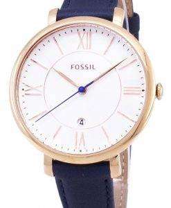 Fossil Jacqueline Silver Dial Navy Blue Leather ES3843 Womens Watch