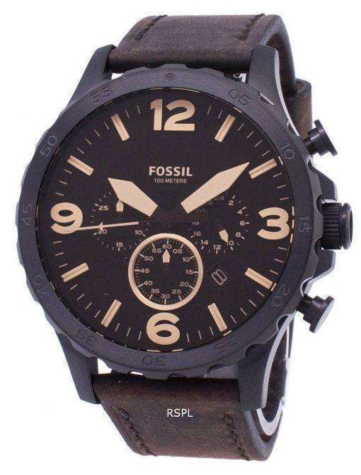 Fossil Nate Chronograph Brown Leather JR1487 Mens Watch