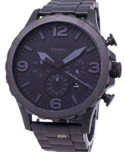 Fossil Nate Chronograph Black Dial Black Ion-plated JR1401 Mens Watch