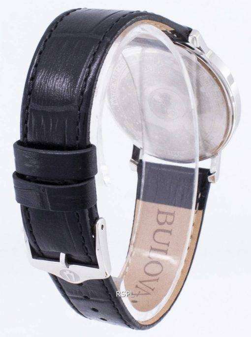 Bulova Black Leather 96B104 Mens Watch