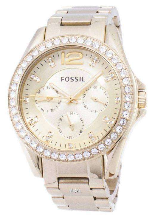Fossil Riley Multifunction Gold Tone Crystal Dial ES3203 Womens Watch
