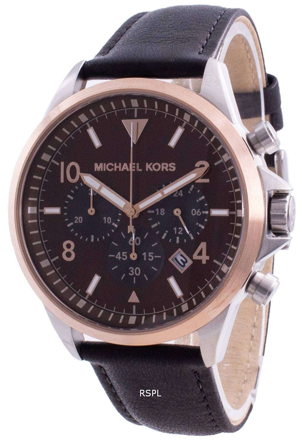 Buy Michael Kors Gage Brown Leather Analog Men Watch MK8785 Online in UAE   Sharaf DG
