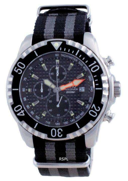 Ratio Free Diver Chronograph Nylon Quartz Diver's 48HA90-17-CHR-BLK-var-NATO1 200M Men's Watch