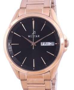 Westar Black Dial Rose Gold Tone Stainless Steel Quartz 50212 PPN 603 Men's Watch