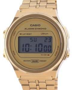 Casio Youth Vintage Gold Tone Stainless Steel Digital A171WEG-9A Unisex Watch
