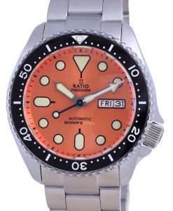 Ratio FreeDiver Orange Dial Sapphire Stainless Steel Automatic RTA114 200M Mens Watch