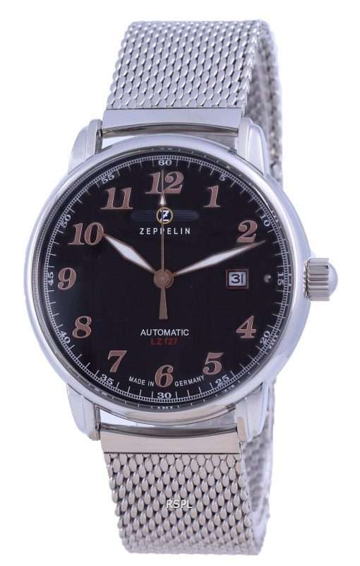 Zeppelin LZ127 Graf Black Dial Stainless Steel Automatic 7656M-2 7656M2 Men's Watch