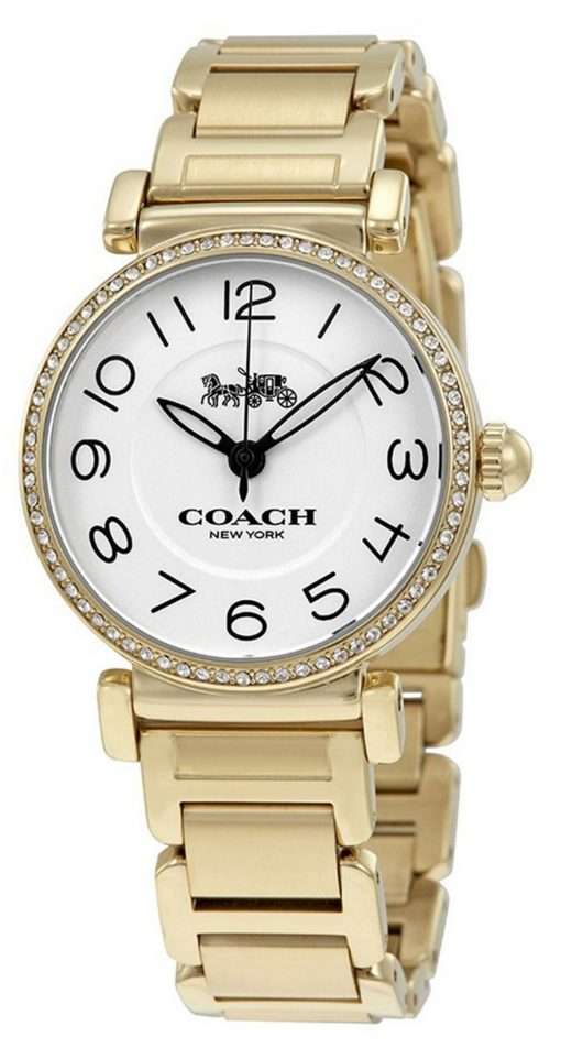 Coach Madison Crystal Accents Gold Tone Stainless Steel Quartz 14502855 Womens Watch