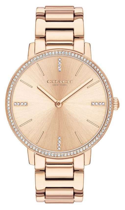 Coach Audrey Crystal Accents Rose Gold Tone Stainless Steel Quartz 14503479 Womens Watch