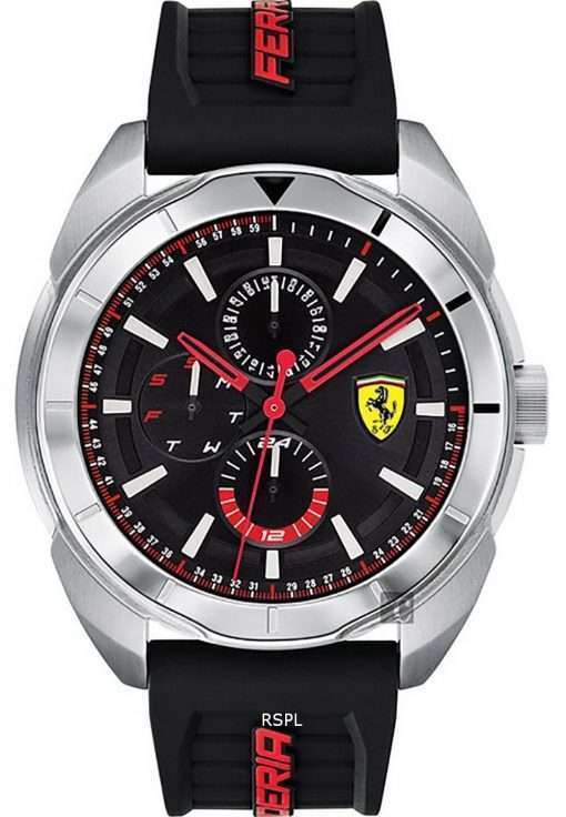 Ferrari Scuderia Forza Black Dial Silicon Band Quartz 0830546 Mens Watch