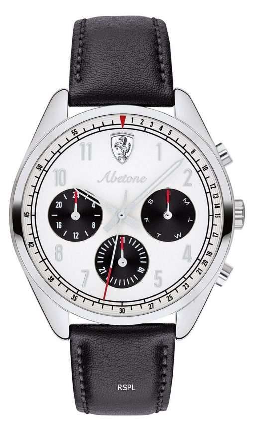 Ferrari Scuderia Abetone White Dial Leather Strap Quartz 0830569 Mens Watch