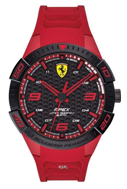 Ferrari Scuderia Apex Black Dial Silicon Band Quartz 0830664 Mens Watch