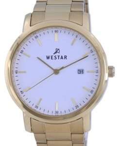 Westar White Dial Gold Tone Stainless Steel Quartz 50243 GPN 101 Mens Watch