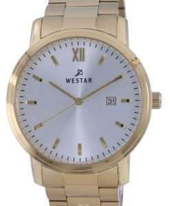 Westar Silver Dial Gold Tone Stainless Steel Quartz 50245 GPN 102 Mens Watch