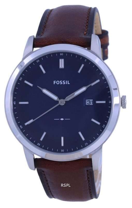 Fossil The Minimalist Blue Dial Leather Strap Solar FS5839 Mens Watch