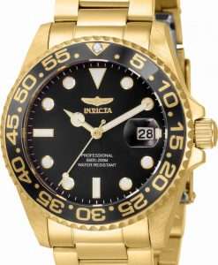 Invicta Pro Diver Black Dial Gold Tone Stainless Steel Quartz 33263 200M Womens Watch