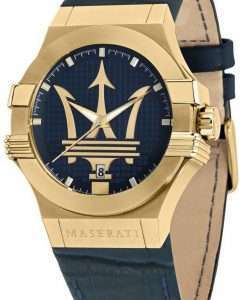 Maserati Potenza Blue Dial Leather Strap Quartz R8851108035 100M Mens Watch