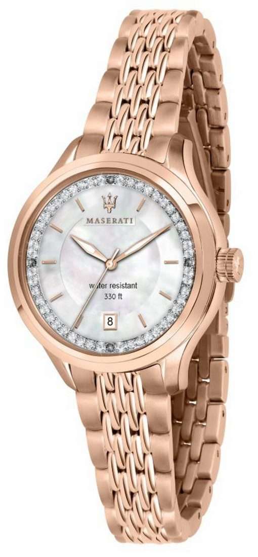 Maserati Traguardo Crystal Accents Mother Of Pearl Dial Quartz R8853112514 100M Womens Watch