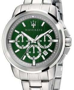Maserati Successo Chronograph Green Dial Stainless Steel Quartz R8873621017 Mens Watch