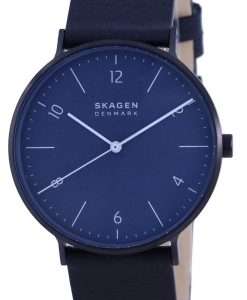 Skagen Aaren Naturals Blue Dial Leather Strap Quartz SKW6727 Mens Watch