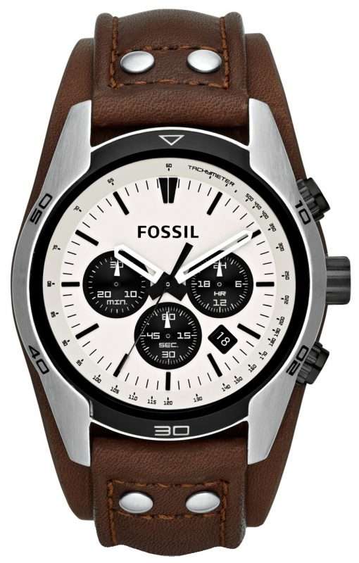 Fossil Coachman Chronograph White Dial Brown Leather CH2890 Men's Watch