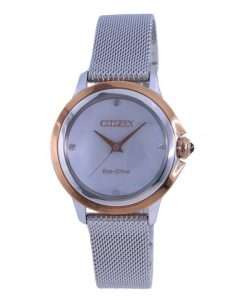 Citizen Ceci Diamond Accents Stainless Steel Mesh Eco-Drive EM0796-59Y Women's Watch