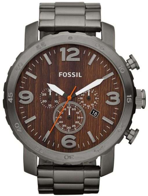 Fossil Nate Chronograph Quartz Smoke Stainless Steel JR1355 Men's Watch
