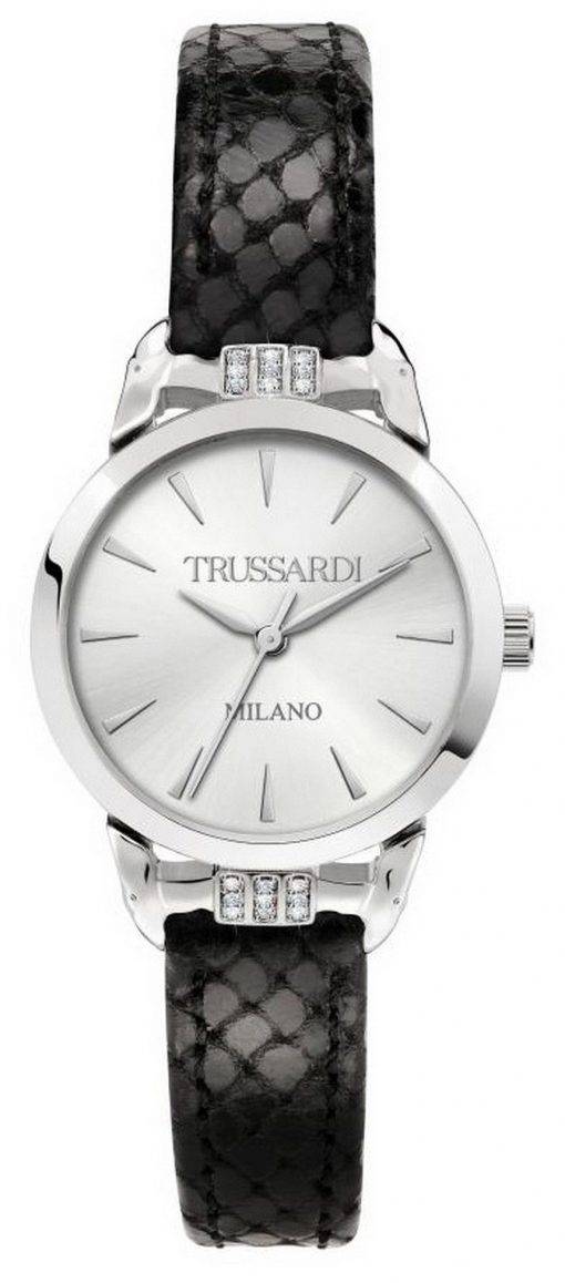 Trussardi T-Original Silver Dial Leather Strap Quartz R2451142501 Womens Watch