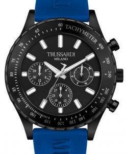Trussardi T-Logo Tachymeter Black Dial Silicon Strap Quartz R2451148001 Mens Watch