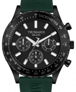 Trussardi T-Logo Tachymeter Black Dial Silicon Strap Quartz R2451148002 Mens Watch
