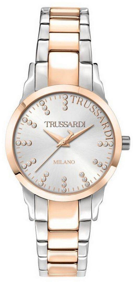 Trussardi T-Bent Crystal Accents Two Tone Stainless Steel Quartz R2453141501 Womens Watch
