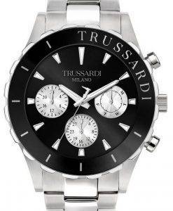 Trussardi T-Logo Black Dial Stainless Steel Quartz R2453143004 100M Mens Watch