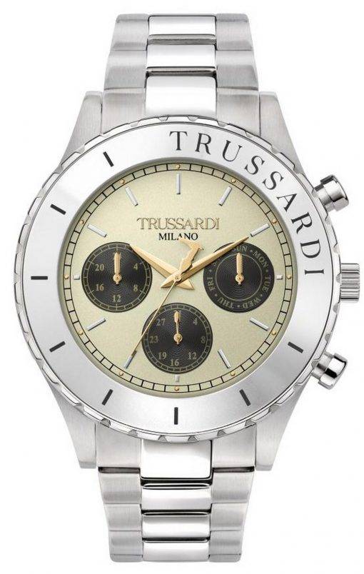 Trussardi T-Logo Beige Dial Stainless Steel Quartz R2453143005 Mens Watch