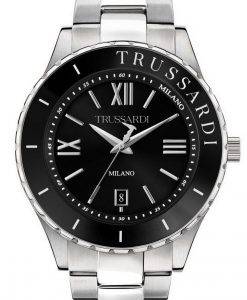 Trussardi T-Logo Black Dial Stainless Steel Quartz R2453143010 Mens Watch
