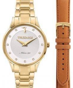 Trussardi Gold Edition Crystal Accents White Dial Quartz R2453149501 Womens Watch