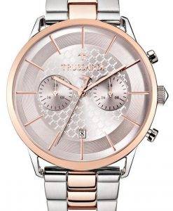 Trussardi T-World Chronograph Pink Dial Two Tone Stainless Steel Quartz R2473616002 Mens Watch