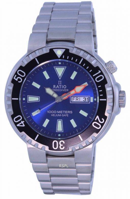 Ratio FreeDiver Blue Dial Stainless Steel Quartz 1050HA93-12V-BLU 1000M Mens Watch